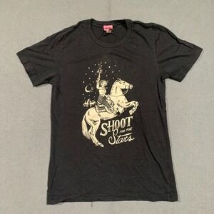 Ali Dee Women's Small T-Shirt Small Gray Cowgirl Shoot for the Stars Graphic Tee